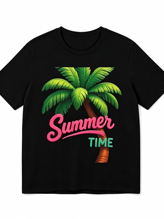 Laroy S Tops - Summer Time Coconut tree Graphics Womens Mens T-shirt Unisex